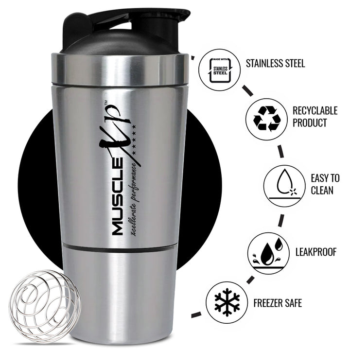 NutritionXP Shaker with 2 Storage Compartment, Shaker Bottle