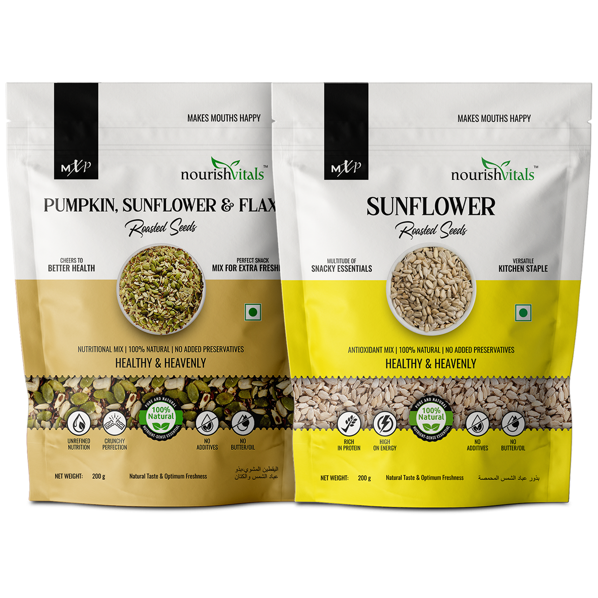 Nourishvitals Pumpkin, Sunflower & Flax Roasted Seeds + Sunflower Roas 